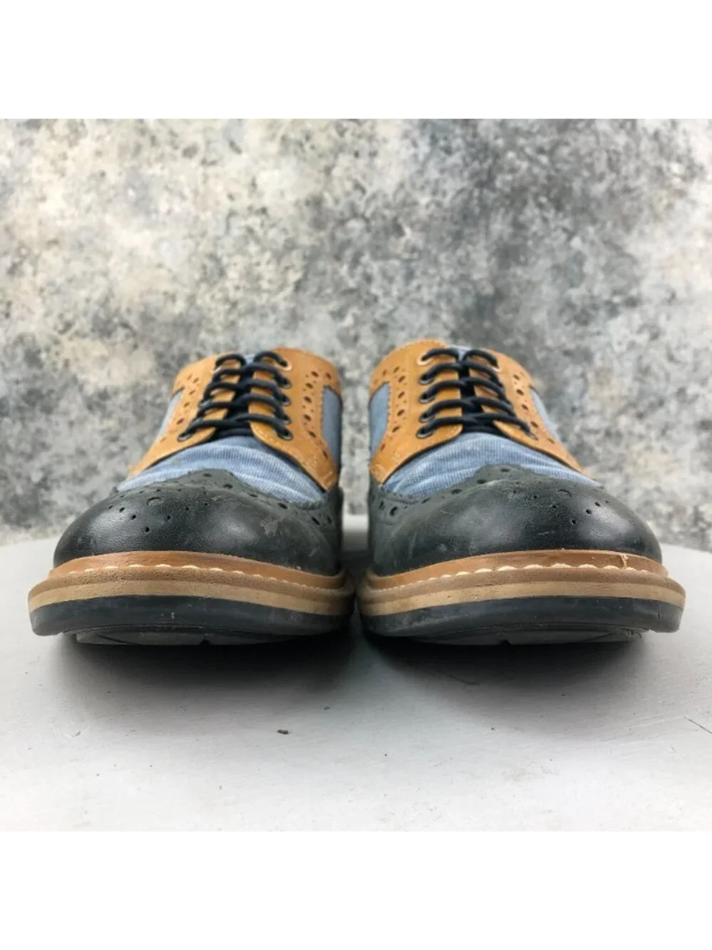 Clarks Men's Size 10.5M Darby Limit Blue Brown Leather Wingtip Brogue Oxfords
